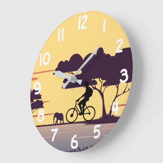 Safari Bike Ride bei Sonnenuntergang - Radfahrer u Große Wanduhr (Winkel)