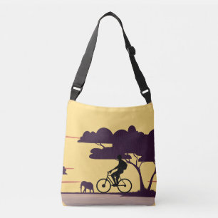 Safari Bike Ride bei Sonnenuntergang - Radfahrer u Tragetaschen Mit Langen Trägern