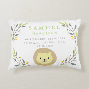 Safari Birth Stats Lion Kinderzimmer Pillow Dekokissen