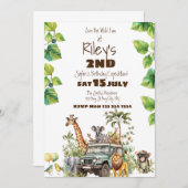 Safari Birthday Einladung (Vorne/Hinten)