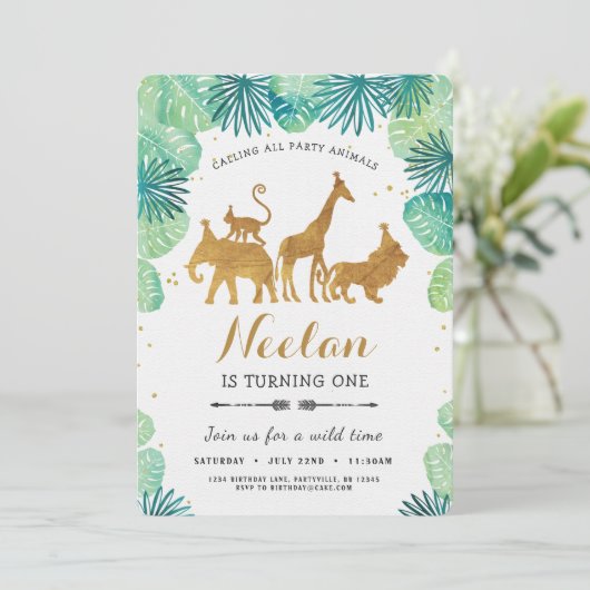 Safari Birthday Einladung (Stehend Vorderseite)
