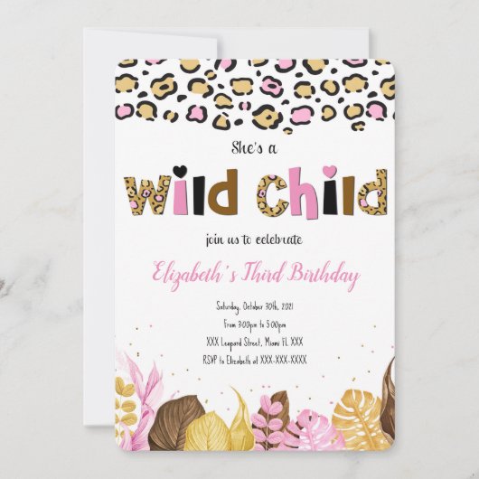 Safari Birthday Einladung (Vorderseite)