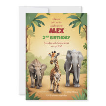 Safari Birthday Einladung Gold Jungle Tiere
