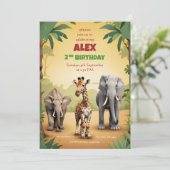 Safari Birthday Einladung Gold Jungle Tiere (Stehend Vorderseite)