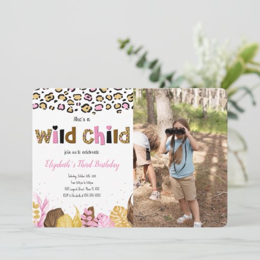 Safari Birthday Foto Einladung (Stehend Vorderseite)