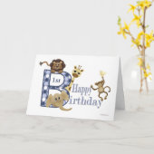 Safari Birthday in Blue Template Karte (Gelbe Blume)