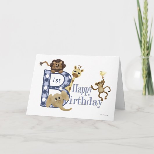 Safari Birthday in Blue Template Karte (Vorderseite)