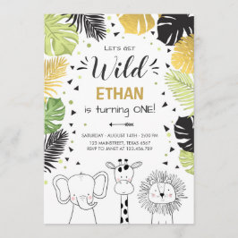 Safari Birthday Invitation Zoo Wilde Jungtiere Einladung