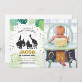 Safari Birthday Invitation Zoo Wilde Jungtiere Einladung (Vorne/Hinten)
