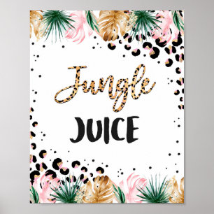 Safari Birthday Leopard Print Jungle Juice Sign Poster