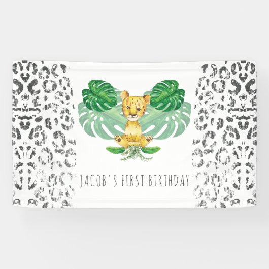 Safari Birthday Lion Illustration Banner (Horizontal)