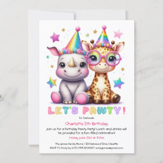 Safari Birthday Party | Adorable Rhino & Giraffe Einladung