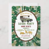 Safari Birthday Party Animals Wild Truck Jungle Einladung (Vorderseite)