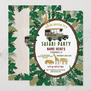 Safari Birthday Party Animals Wild Truck Jungle Einladung