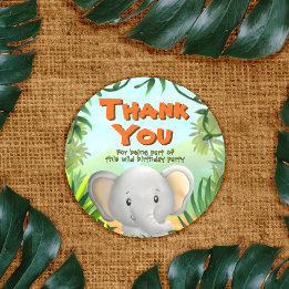 Safari Birthday Party - Elaphant Runder Aufkleber