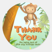 Safari Birthday Party - Monkey Runder Aufkleber (Vorderseite)