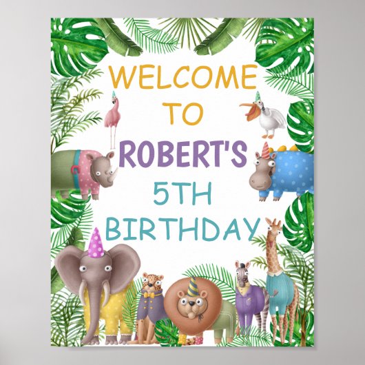Safari Birthday Party Willkommenszeichen Poster (Vorne)