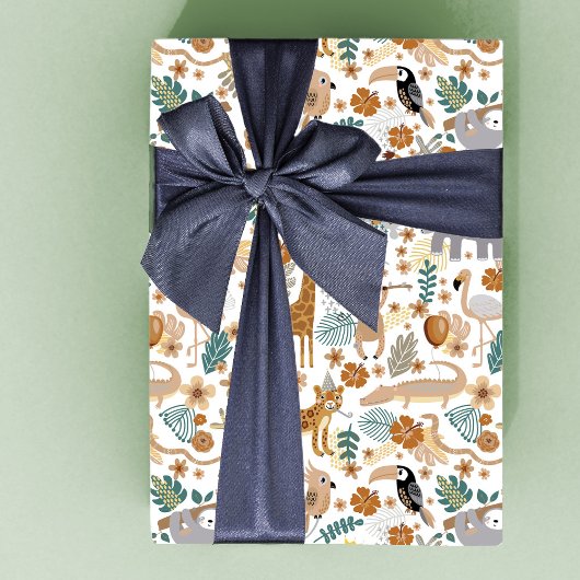 Safari Birthday Wrapping Paper, safari animals Geschenkpapier Set