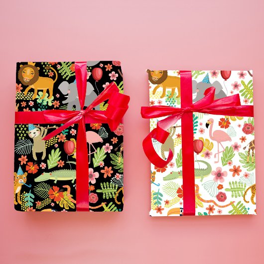 Safari Birthday Wrapping Paper, safari animals Geschenkpapier Set