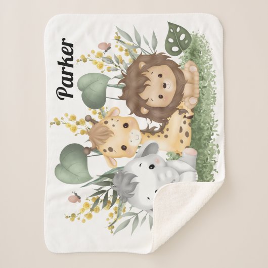 Safari Blanket - Individuelle Jungle-Babydecke Sherpadecke (Vorderseite)