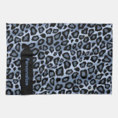 Safari-blauer Leopard-Tierdruck Handtuch (Horizontal)