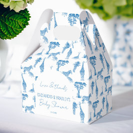 Safari-Blue-Toile-Giraffe-Babydusche mit Monogramm Geschenkschachtel
