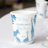 Safari-Blue-Toile-Giraffe-Babydusche mit Monogramm Pappbecher