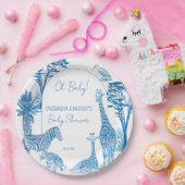 Safari-Blue-Toile-Giraffe-Babydusche mit Monogramm Pappteller (Party)
