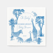 Safari-Blue-Toile-Giraffe-Babydusche mit Monogramm Serviette (Vorderseite)