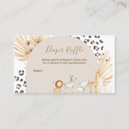 Safari Boho Animals Wasserfarben Windeln Raffle Begleitkarte