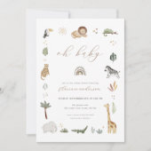 Safari Boho Jungle Baby Dusche Einladung (Vorderseite)