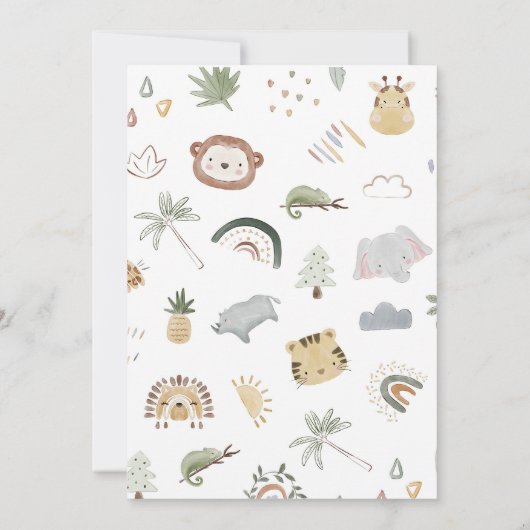 Safari Boho Jungle Baby Dusche Einladung (Rückseite)