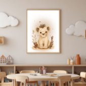 Safari Boho Neutral Lion Nursery Kids Poster