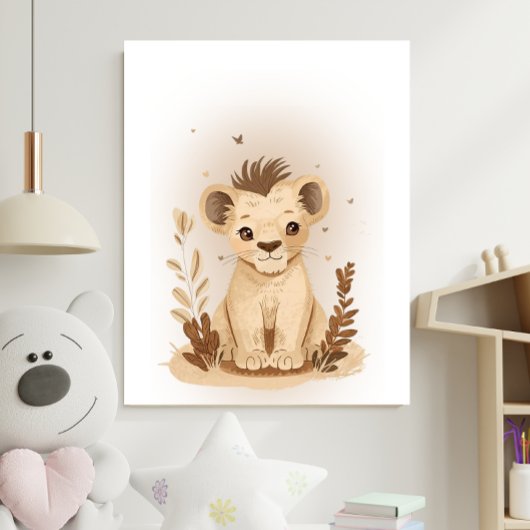 Safari Boho Neutral Lion Nursery Kids Poster