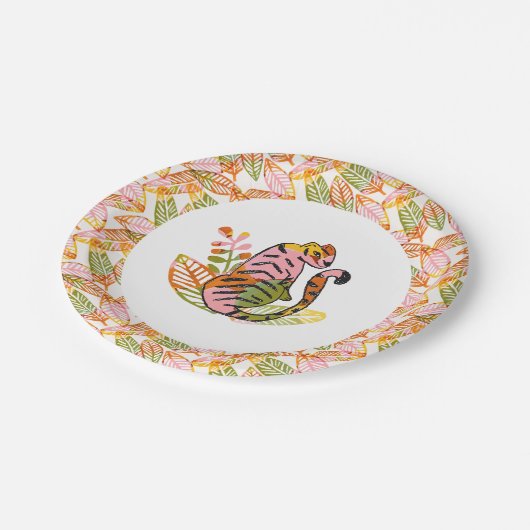 Safari Botanische Cheetah Teen Tween Party Pappteller (Schrägansicht)