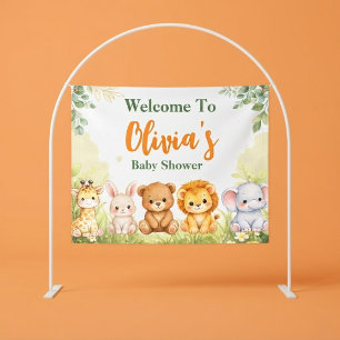 Safari Botanischer Giraffe Hase Bär Löwe Elefant Banner
