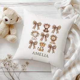 Safari Bows und Jungtiere Baby-Kinderzimmer Kissen