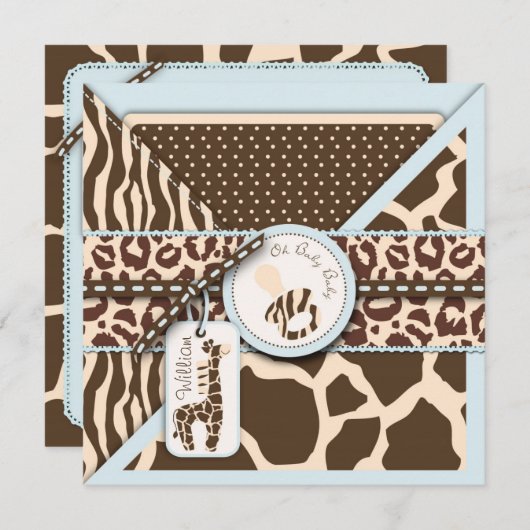 Safari Boy Einladung Square_bpimentel (Vorne/Hinten)