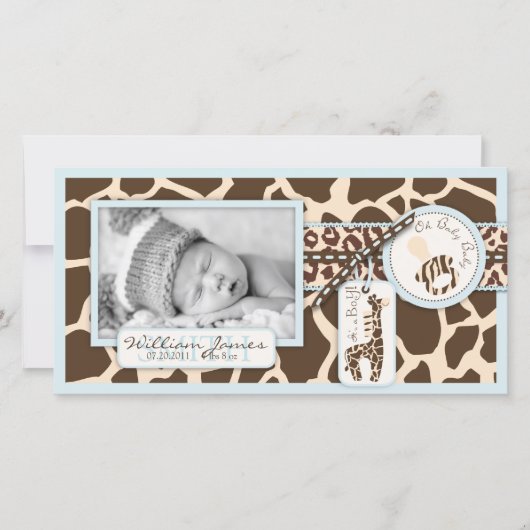 Safari Boy Foto Card Ankündigung (Vorderseite)