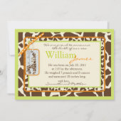 Safari Boy Green Announcement Card Ankündigung (Rückseite)