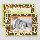 Safari Boy Green Announcement Card Ankündigung (Vorne/Hinten)