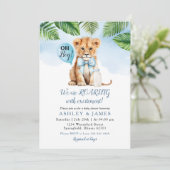 Safari Boy Lion Greenery Baby Shower Bow Krawatte Einladung (Stehend Vorderseite)