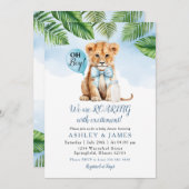 Safari Boy Lion Greenery Baby Shower Bow Krawatte Einladung (Vorne/Hinten)