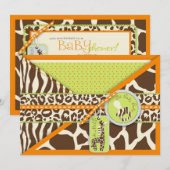 Safari Boy Orange Einladungskarte 2 Einladung (Vorne/Hinten)