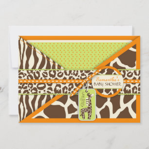 Safari Boy Orange Einladungskarte 3 Einladung