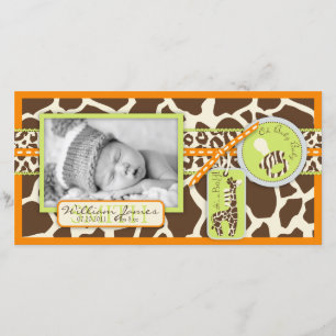 Safari Boy Orange Foto Card Ankündigung