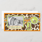 Safari Boy Orange Foto Card Ankündigung (Vorne/Hinten)