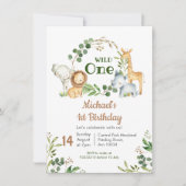 Safari Boy Wild One Geburtstag Einladung (Vorderseite)