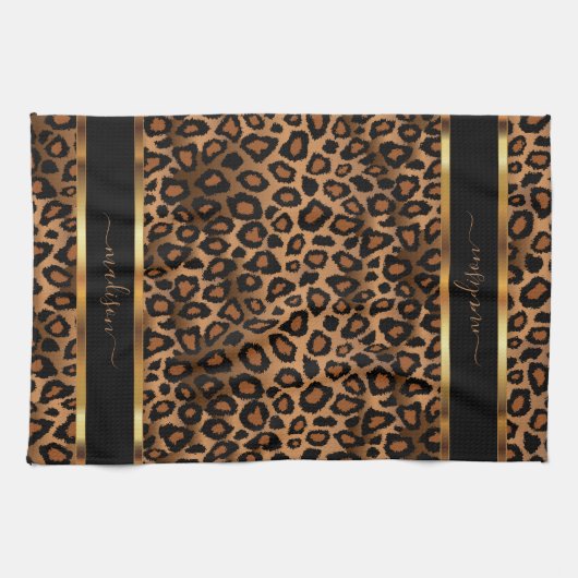 Safari Brown Leopard - Anpassen Geschirrtuch (Horizontal)