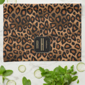 Safari Brown Leopard - Monogram Kittuch Geschirrtuch (Gefaltet)